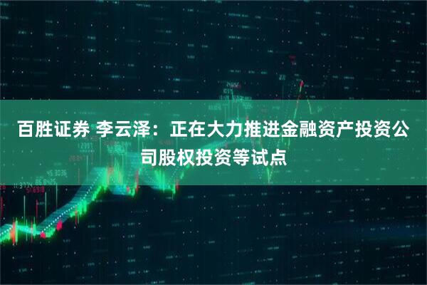 百胜证券 李云泽：正在大力推进金融资产投资公司股权投资等试点